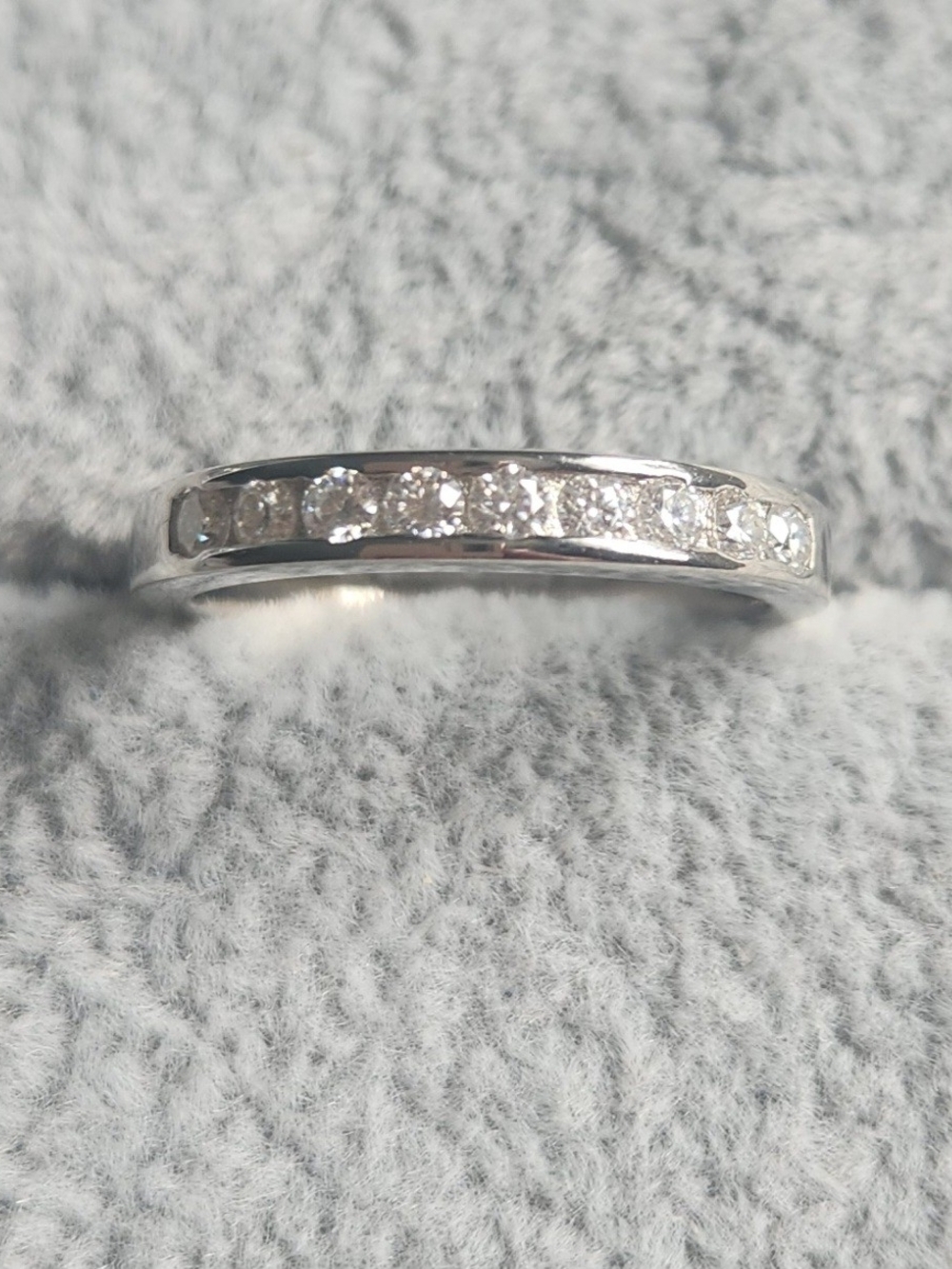 Sterling Silver Lab Moissanite Channel-Set Band